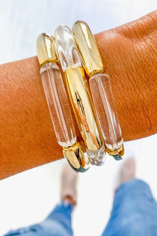 Clear & Gold Acrylic Bracelets from Southern Sunday
