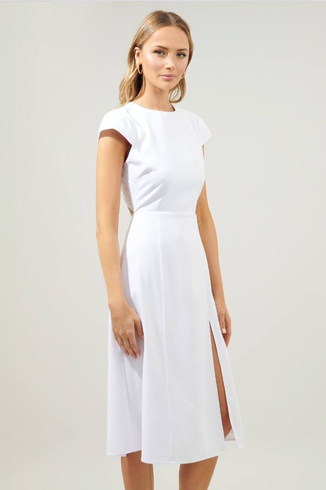 White Cutout Midi Dress from Southern Sunday