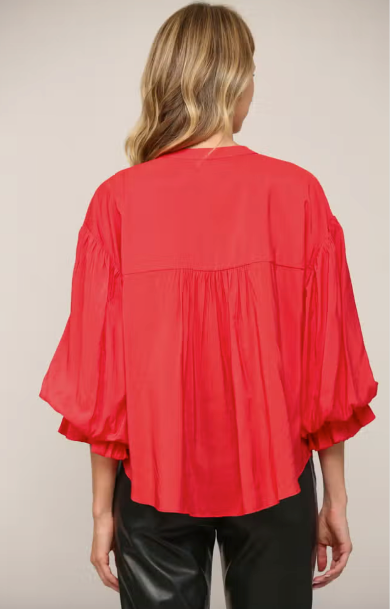 Red Puff Sleeve Blouse from Southern Sunday