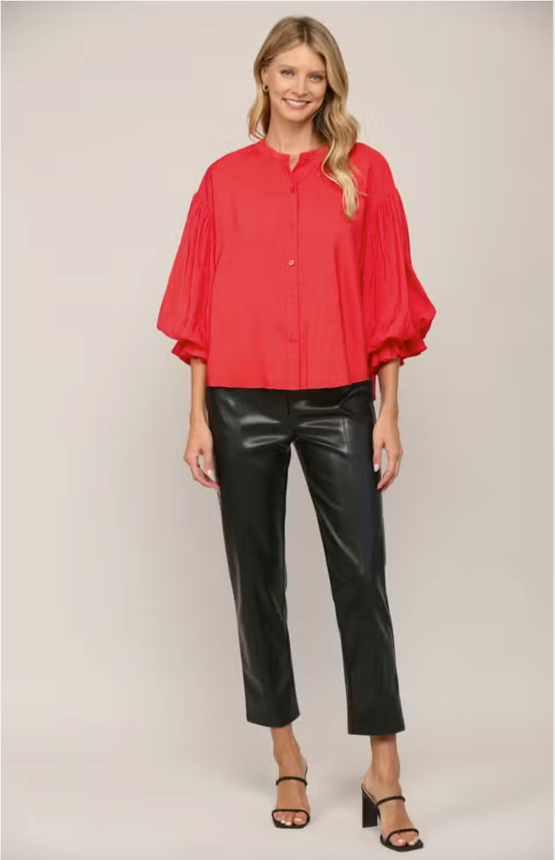 Red Puff Sleeve Blouse from Southern Sunday