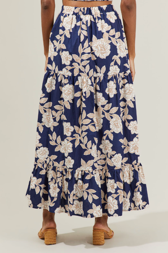 Navy Floral Tube Top and Skirt Set from Southern Sunday