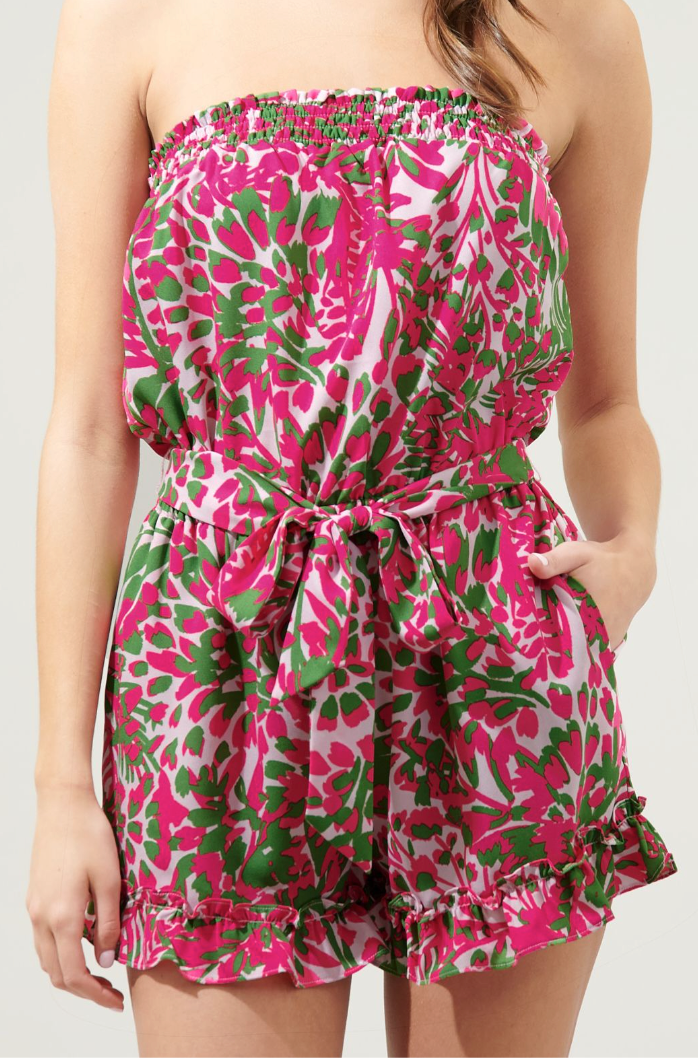 Pink & Green Floral Romper from Southern Sunday