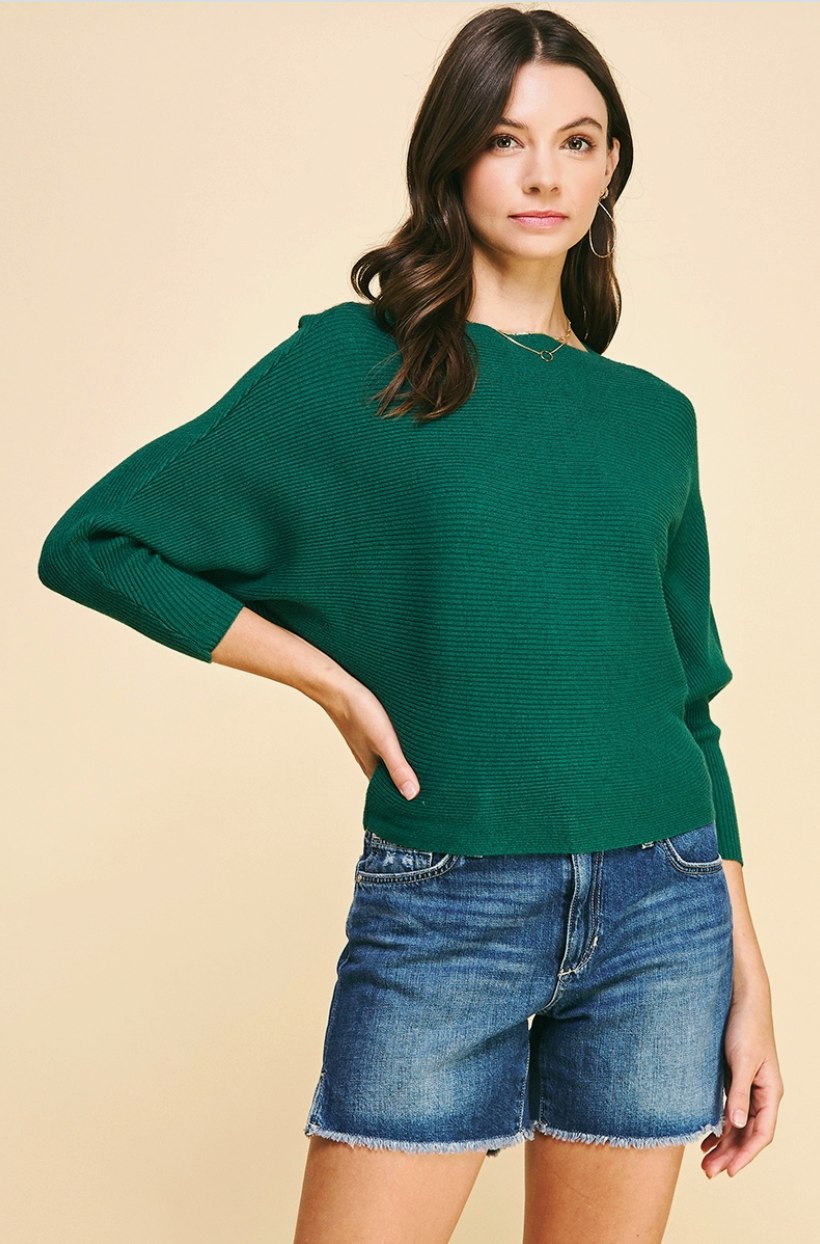 Emerald Green Dolman Sleeve Sweater from Southern Sunday