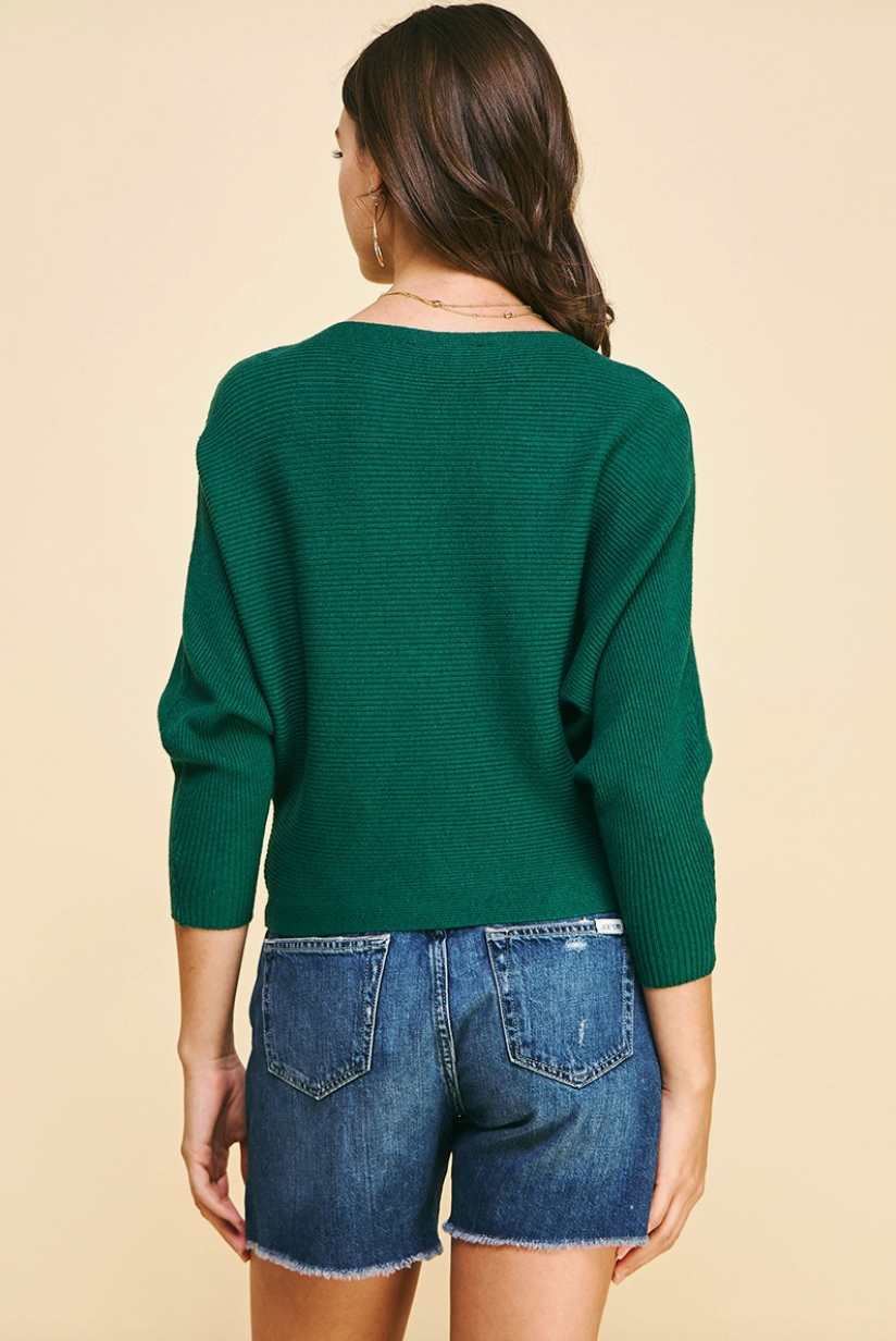 Emerald Green Dolman Sleeve Sweater from Southern Sunday
