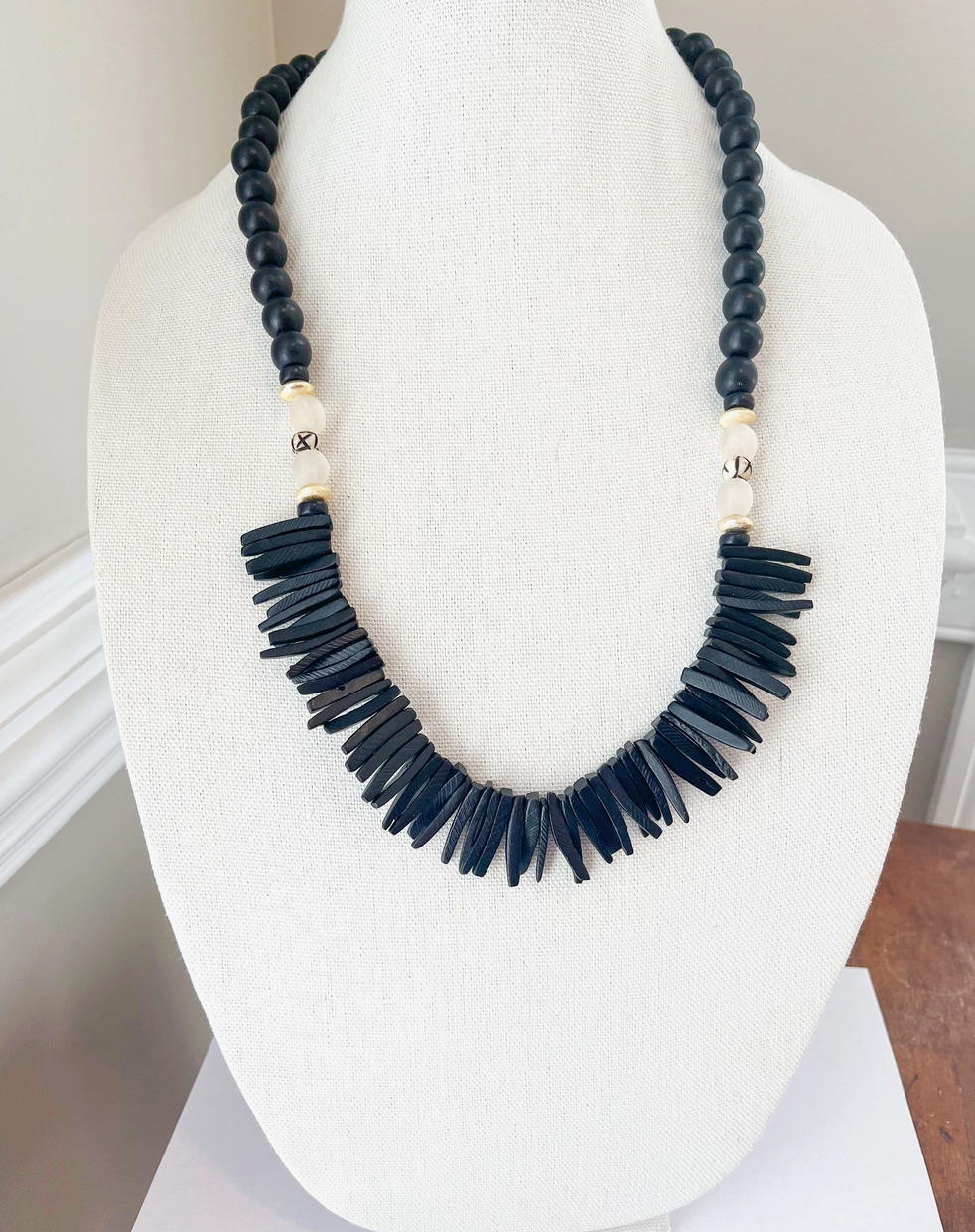 Black Wooden Bead Necklace from Southern Sunday