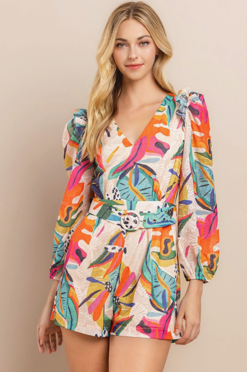 Tropical Long Sleeve Romper from Southern Sunday