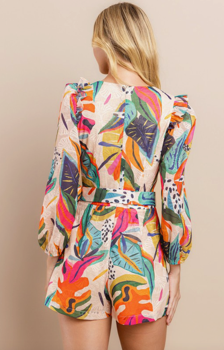 Tropical Long Sleeve Romper from Southern Sunday