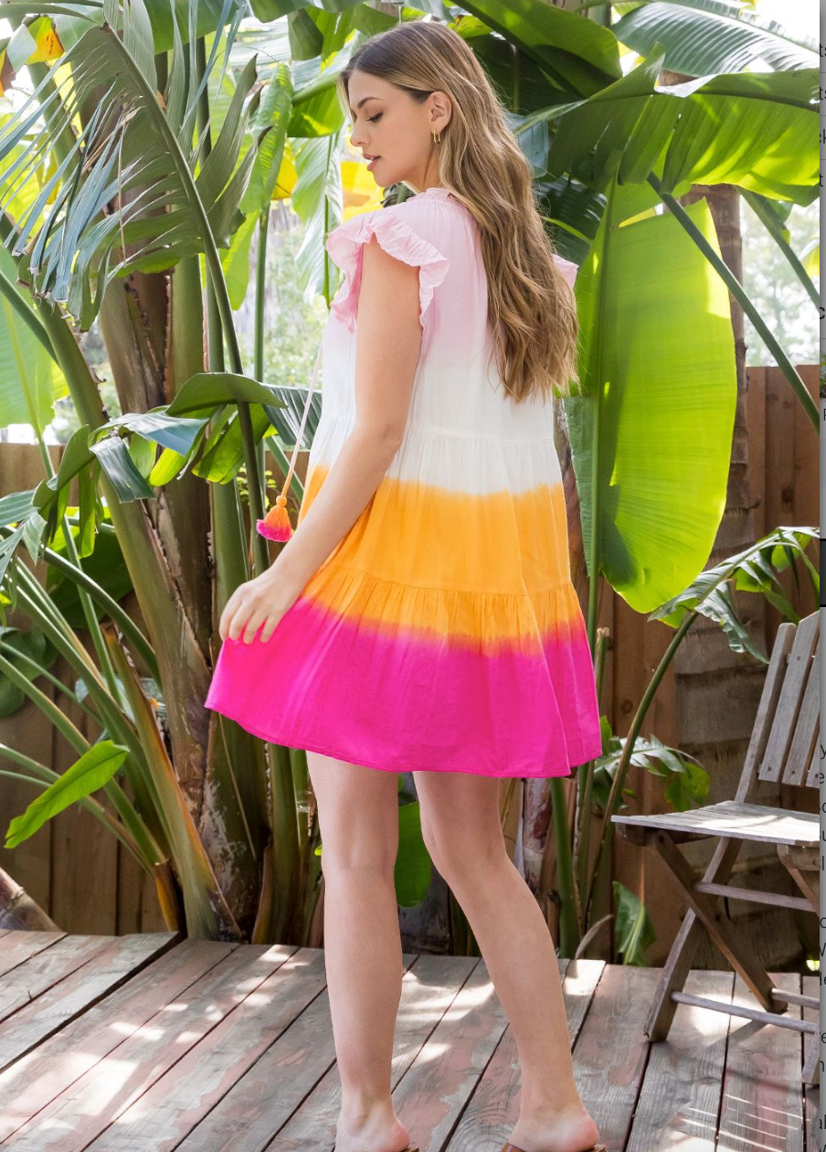 Pink and Orange Ombre Mini Dress from Southern Sunday