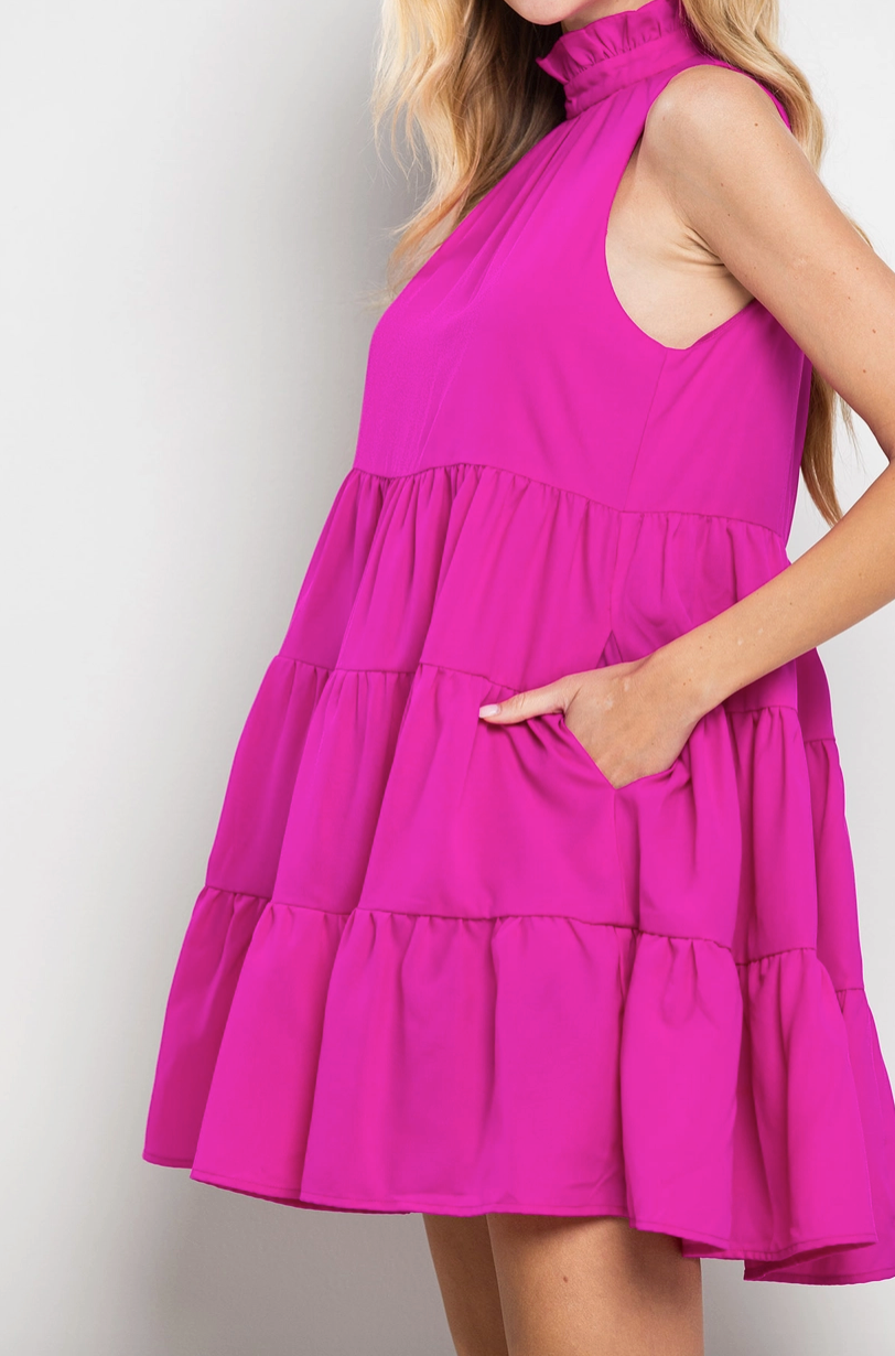 Magenta Tiered Sleeveless Dress from Southern Sunday