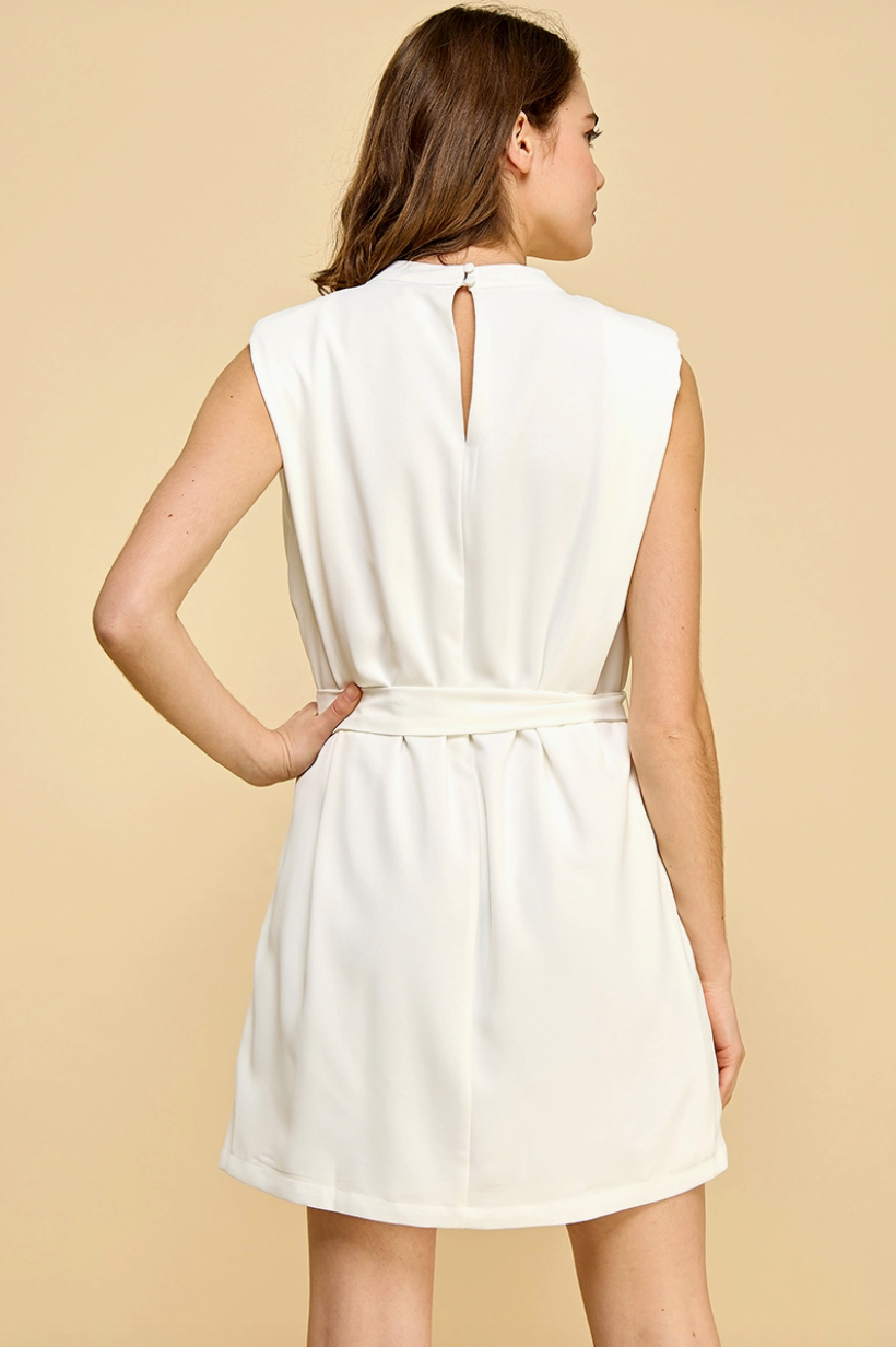 White Shoulder Pad Dress from Southern Sunday