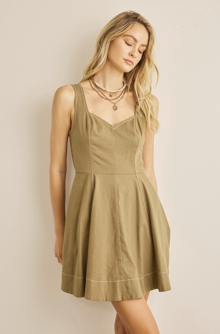 Olive Fit & Flare Mini Dress Classic & Flattering Style Southern Sunday Olive Fit & Flare Mini Dress Classic & Flattering Style Southern Sunday
