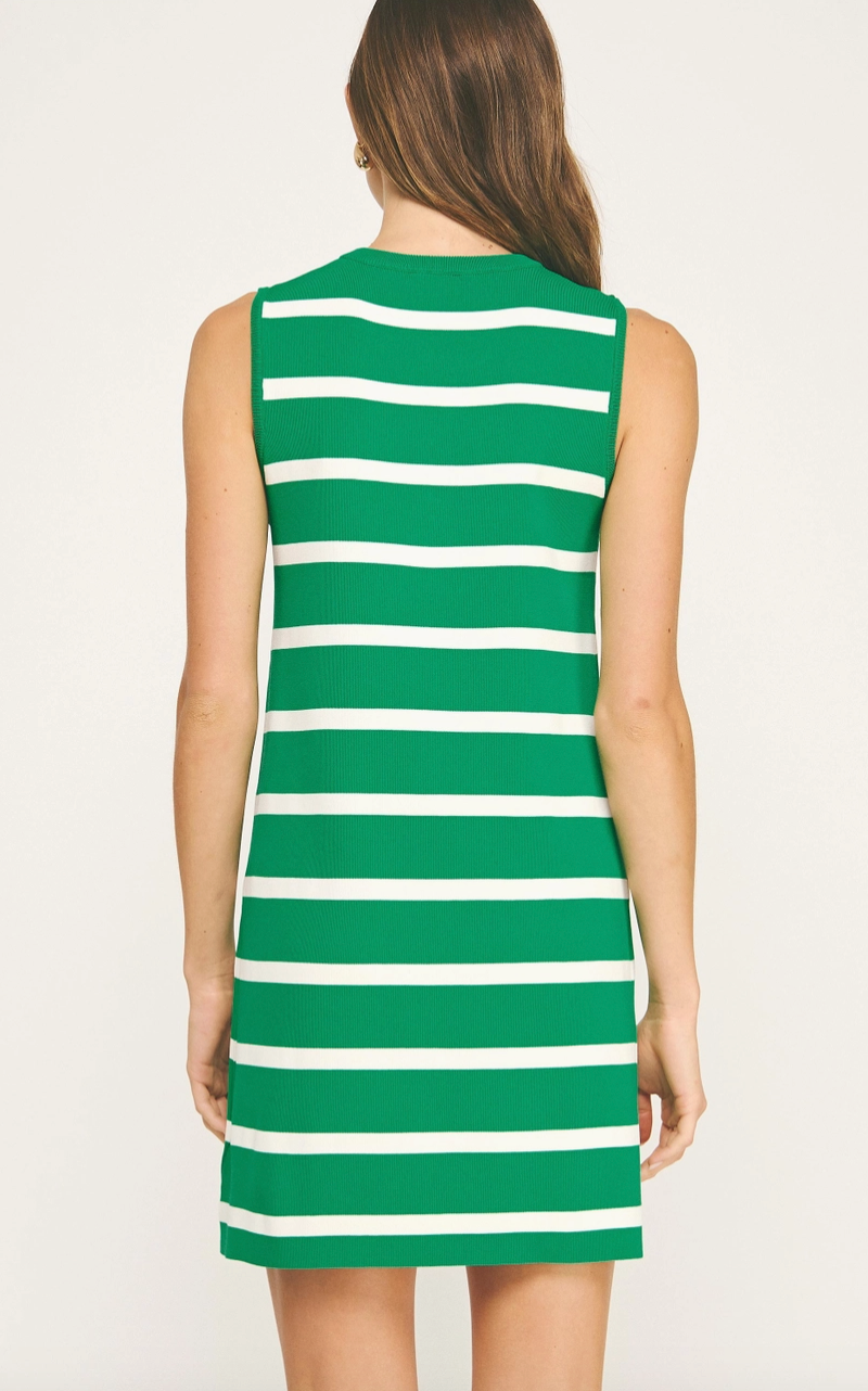Emerald Striped Mini Dress from Southern Sunday Boutique in Naples, FL