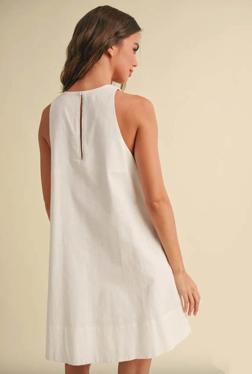 White Sleeveless A Line Dress from Southern Sunday Boutique in Naples, FL