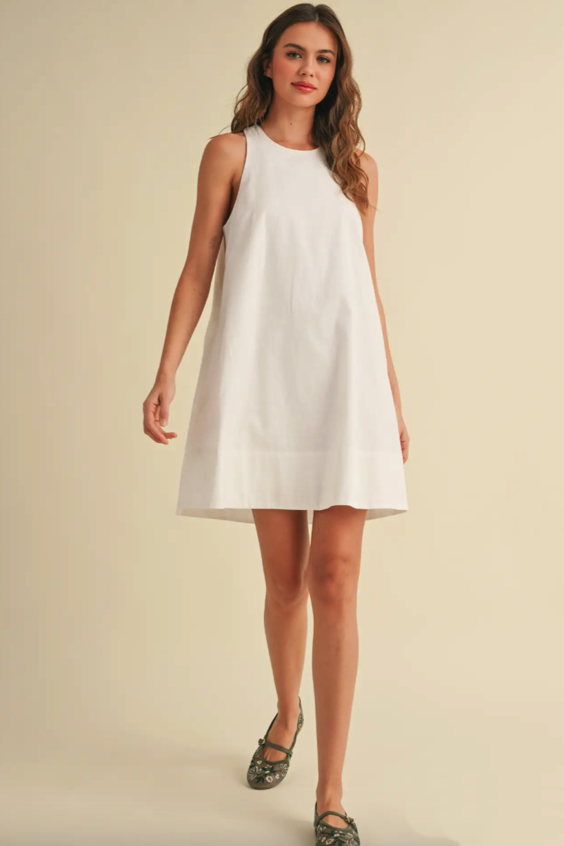 White Sleeveless A Line Dress from Southern Sunday Boutique in Naples, FL