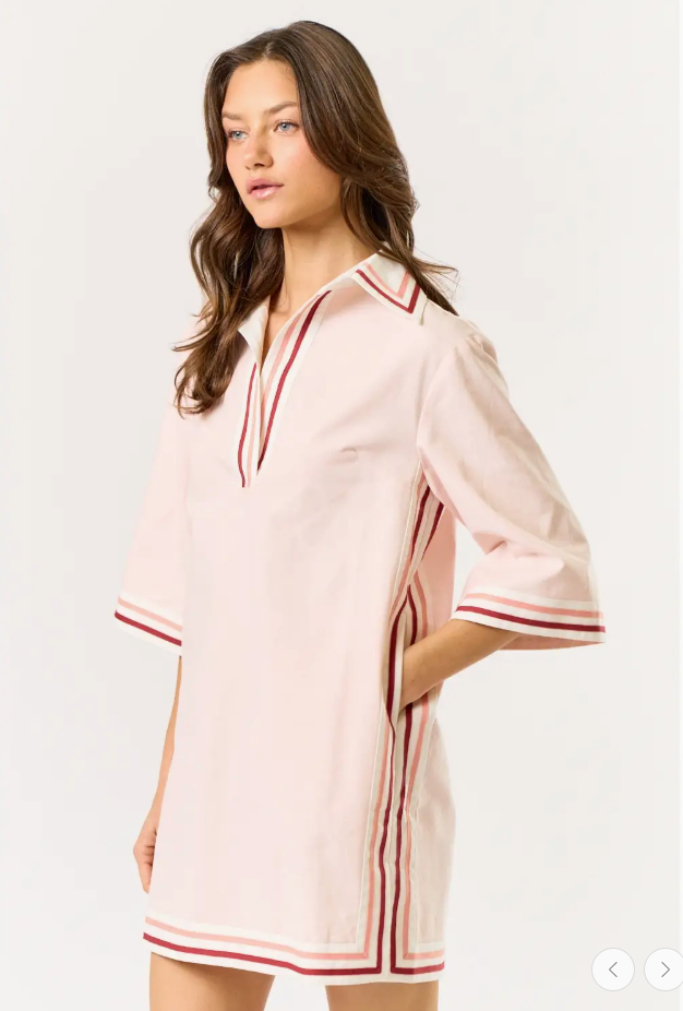 Pink Striped Collared Mini Dress from Southern Sunday Boutique in Naples, FL