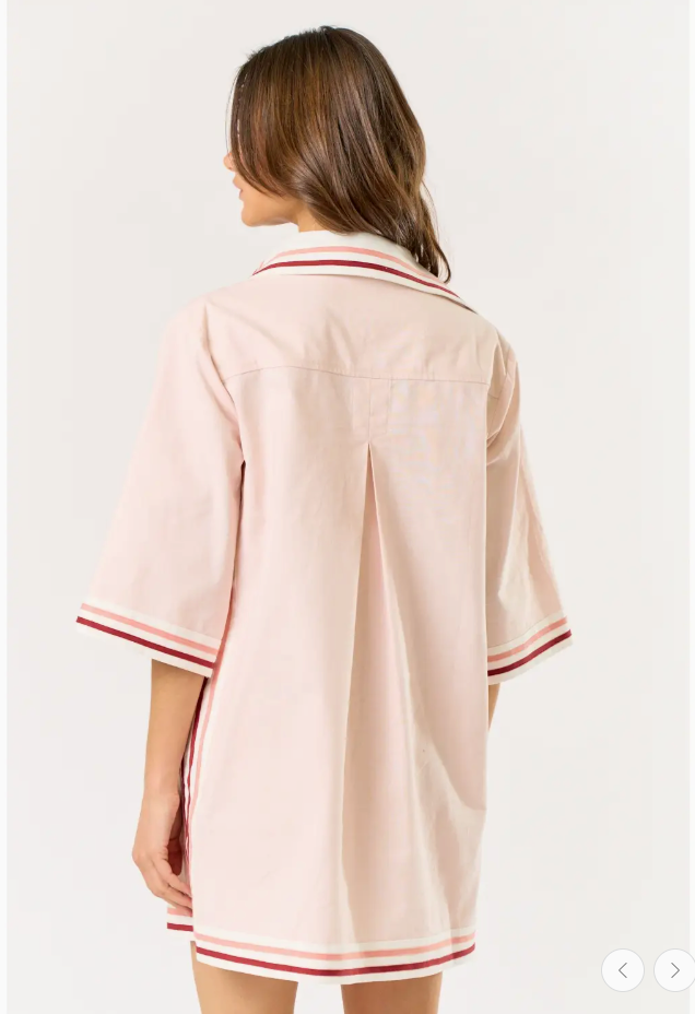 Pink Striped Collared Mini Dress from Southern Sunday Boutique in Naples, FL