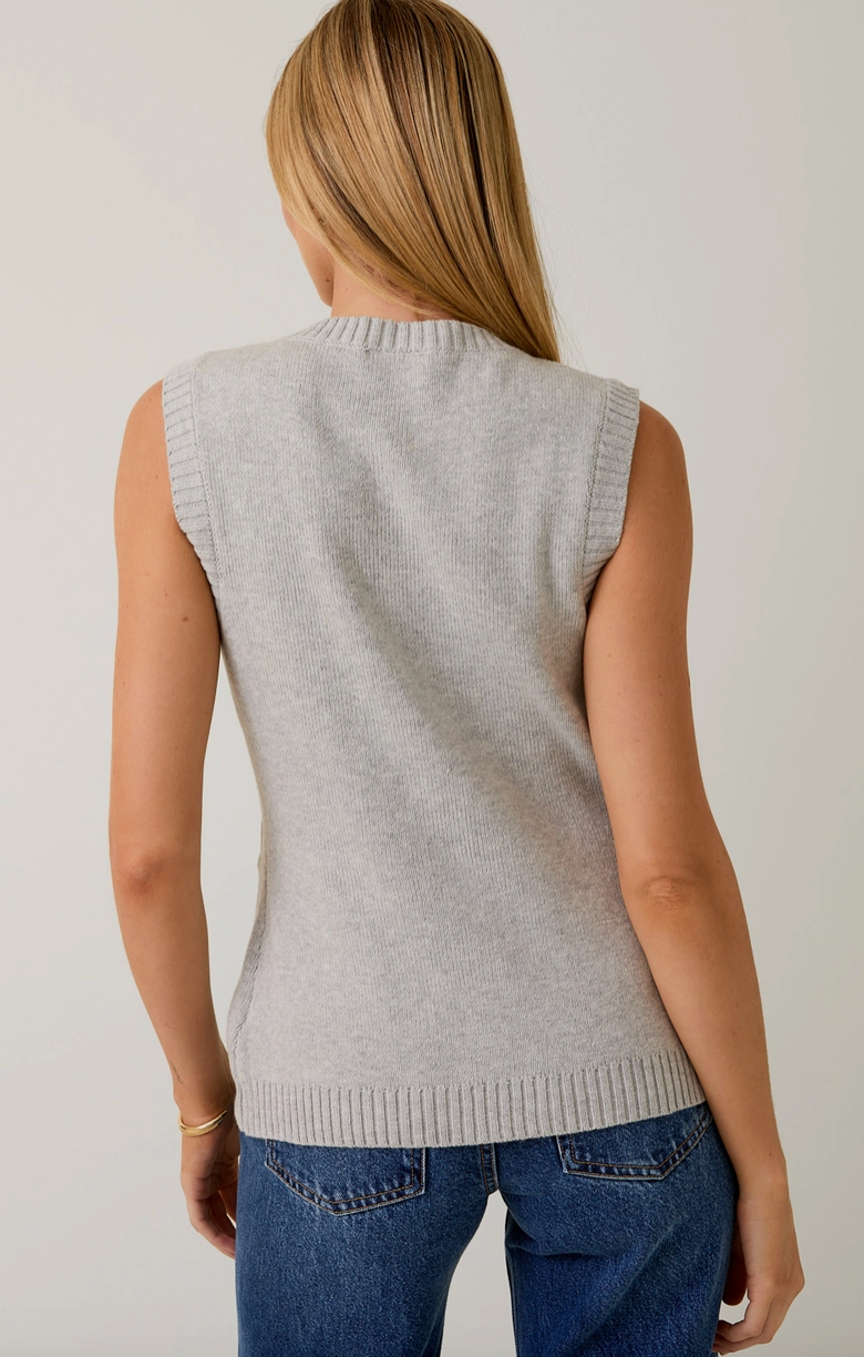 Gray Knit Button Down Vest from Southern Sunday Boutique in Naples, FL