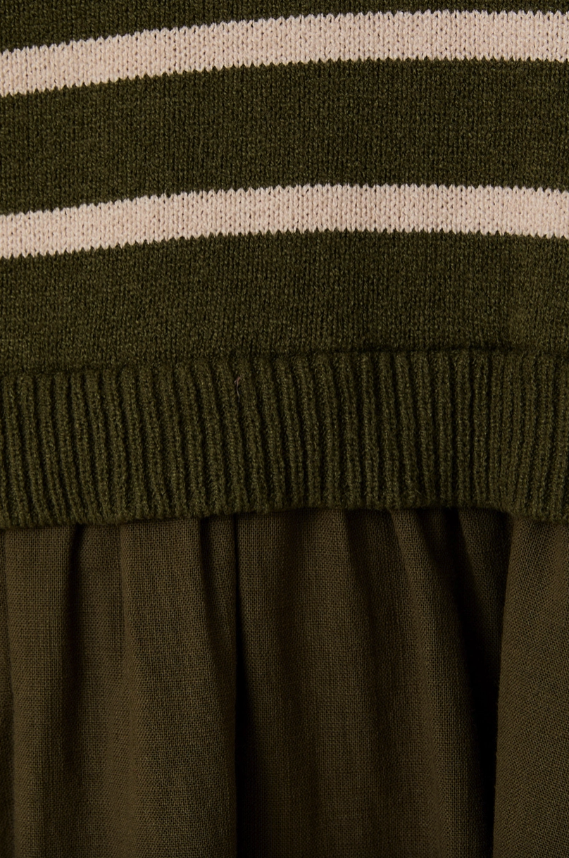 Olive Stripe Sweater Mix Mini  Dress from Southern Sunday Boutique in Naples, FL