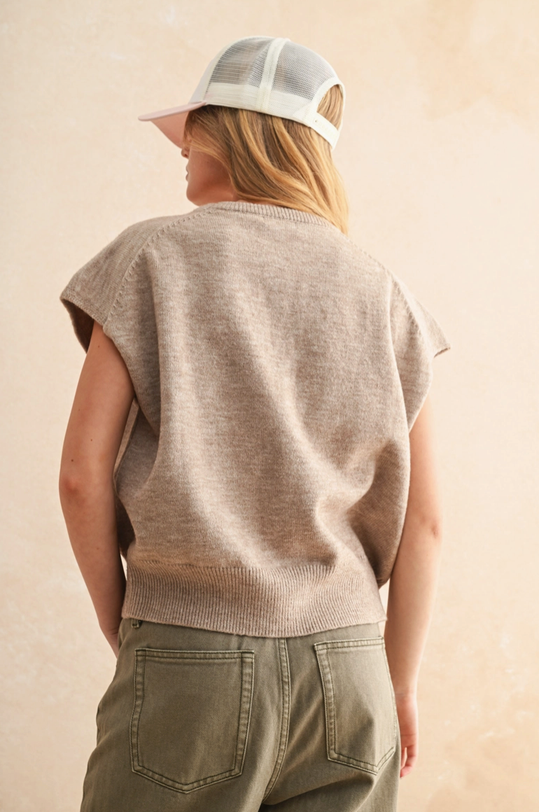 Tan Short Sleeve Sweater from Southern Sunday Boutique in Naples, FL