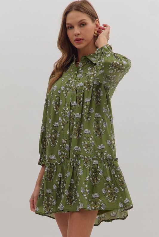 Ivy Green Floral Mini Dress from Southern Sunday Boutique in Naples, FL