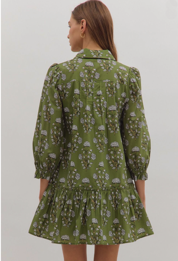 Ivy Green Floral Mini Dress from Southern Sunday Boutique in Naples, FL