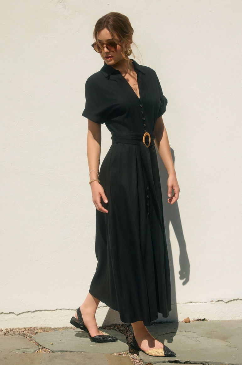 Black Belted Maxi Dress from Southern Sunday Boutique in Naples, FL