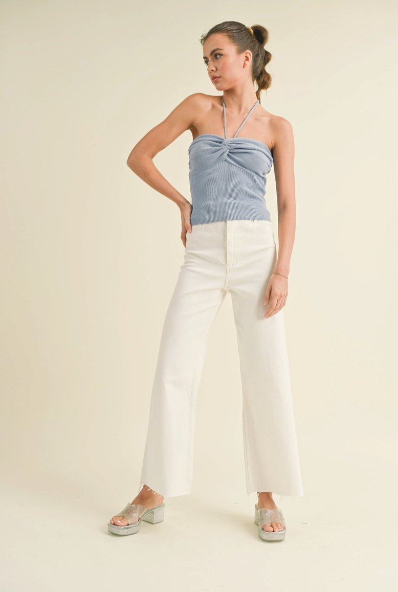Cream Wide Leg Denim Pants from Southern Sunday Boutique in Naples, FL