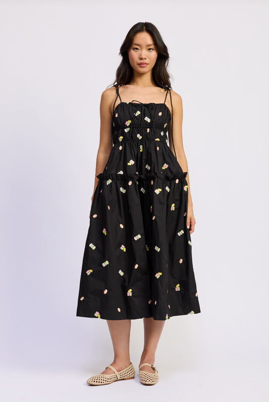 Juniper Macaron Embroidered Midi Dress by En Saison at Southern Sunday Boutique in Naples, FL