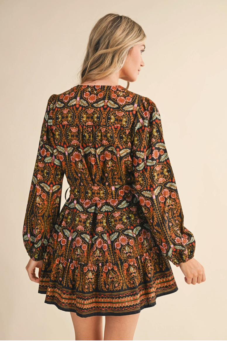 Black Floral Button Down Mini Dress from Southern Sunday Boutique in Naples, FL