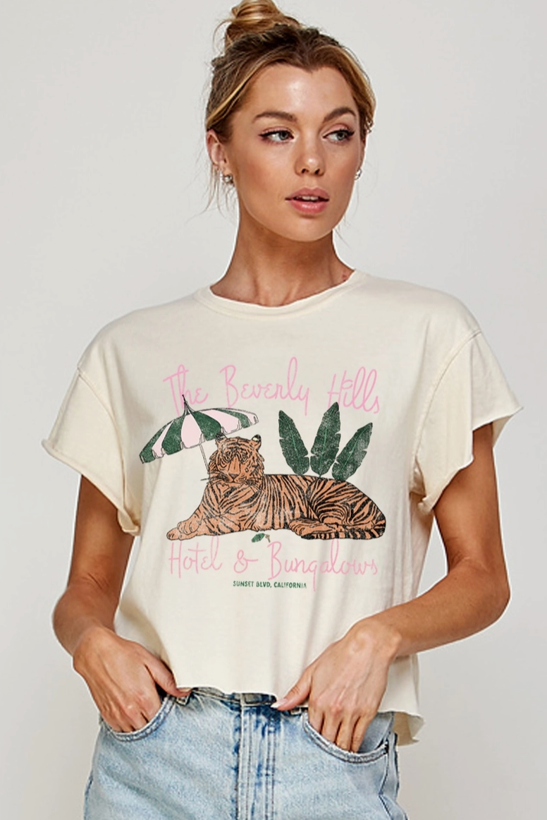 Beverly Hills Hotel Cropped Vintage Tee from Southern Sunday Boutique in Naples, FL