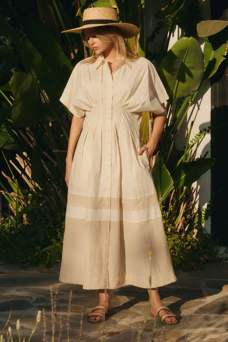 Ecru Short Sleeve Shirt Dress from Southern Sunday Boutique in Naples, FL