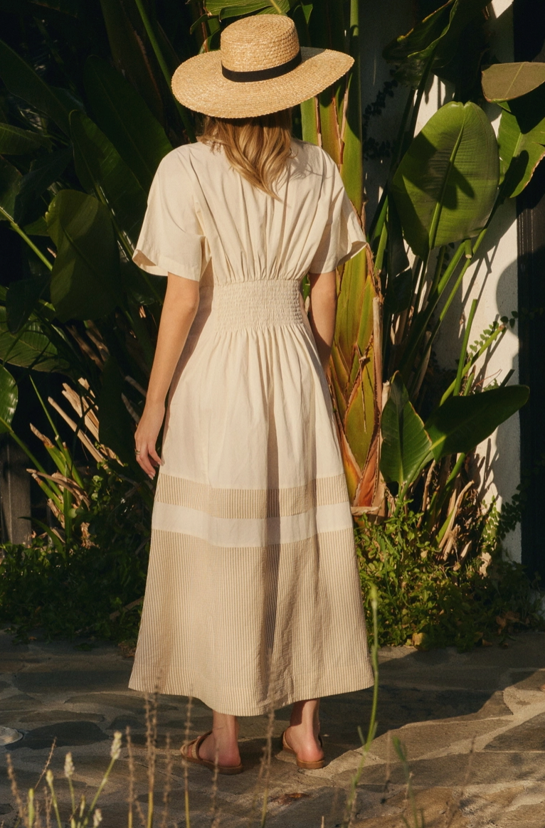 Ecru Short Sleeve Shirt Dress from Southern Sunday Boutique in Naples, FL