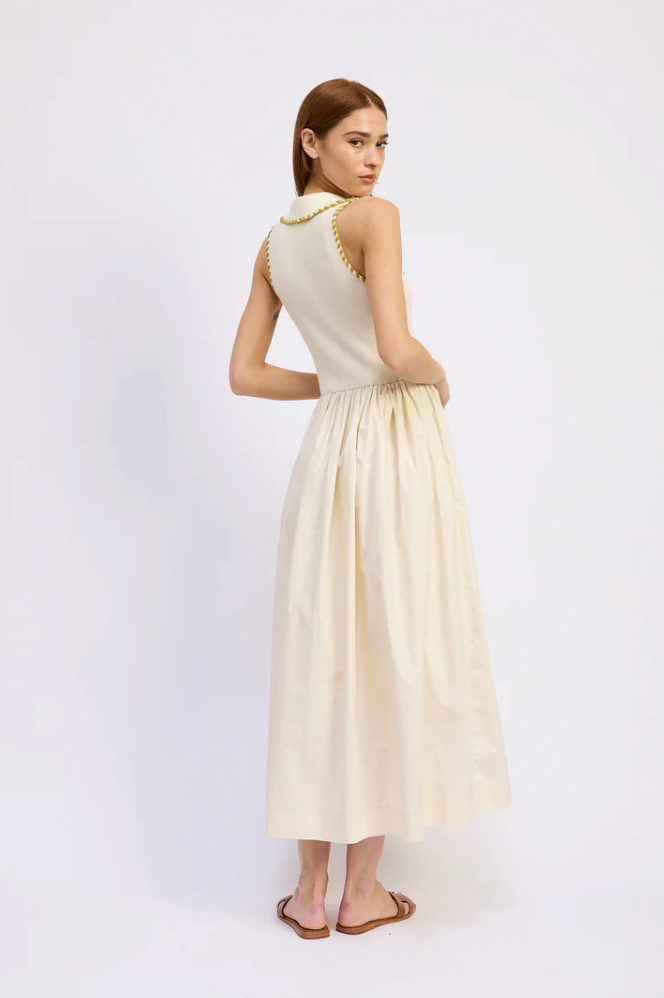 Rosalie Mixed Media Midi Dress by En Saison from Southern Sunday Boutique in Naples, FL