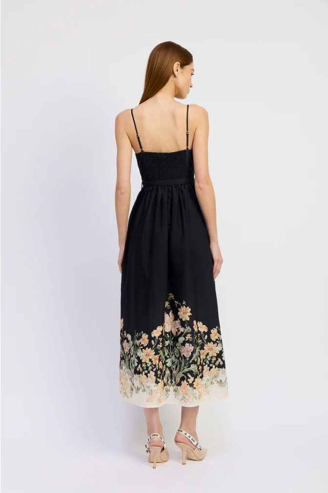 Iris Black Floral Midi Dress by En Saison from Southern Sunday Boutique in Naples, FL