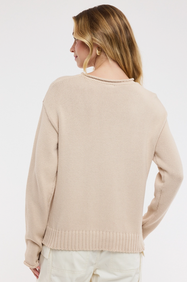 Taupe American Flag Sweater from Southern Sunday Boutique in Naples, FL