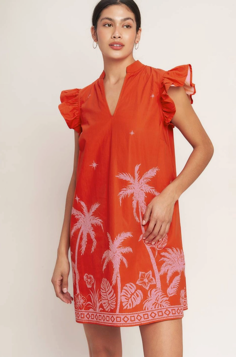 Red & Pink Tropical Printed Sundress from Southern Sunday Boutique in Naples, FL