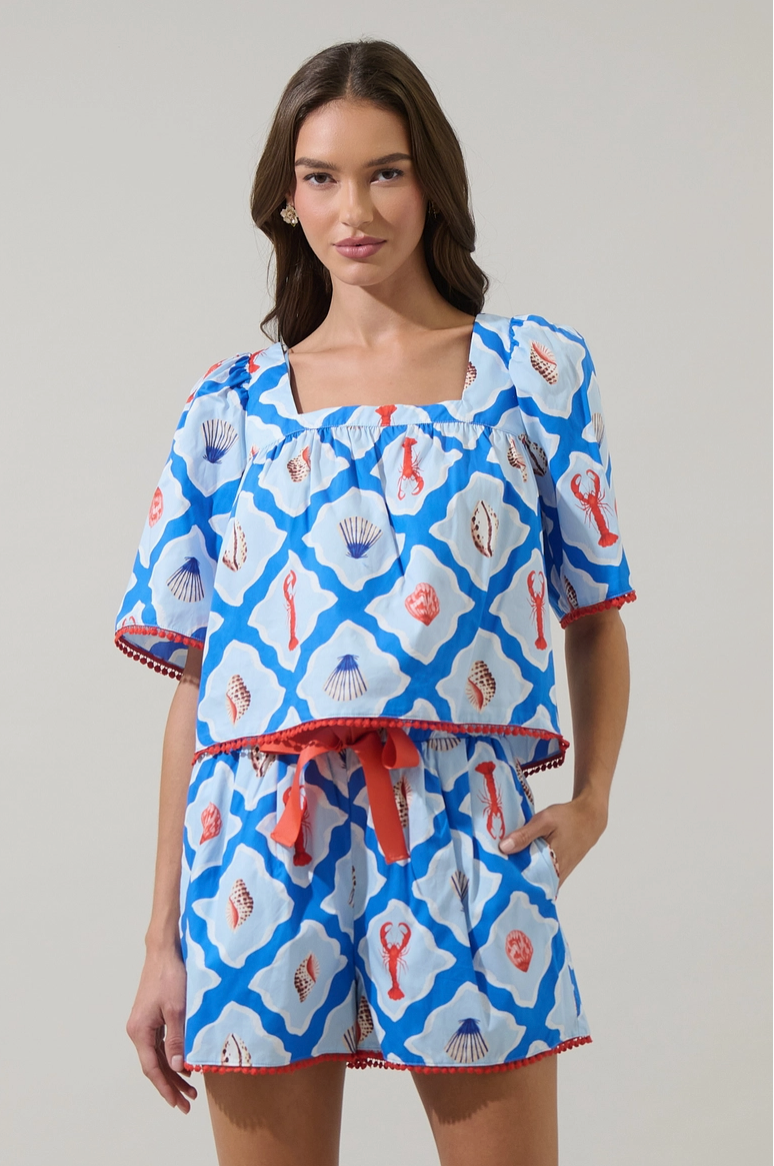 Lobster Bay Bell Sleeve Blouse from Southern Sunday Boutique in Naples, FL