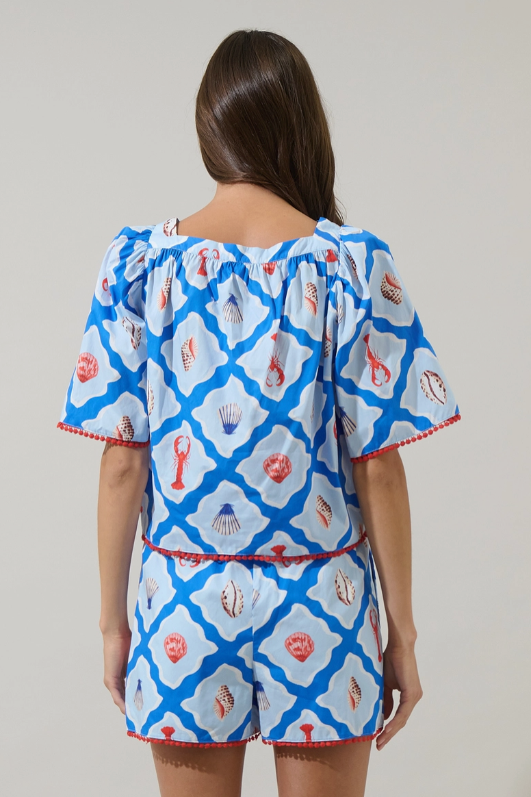 Lobster Bay Bell Sleeve Blouse from Southern Sunday Boutique in Naples, FL