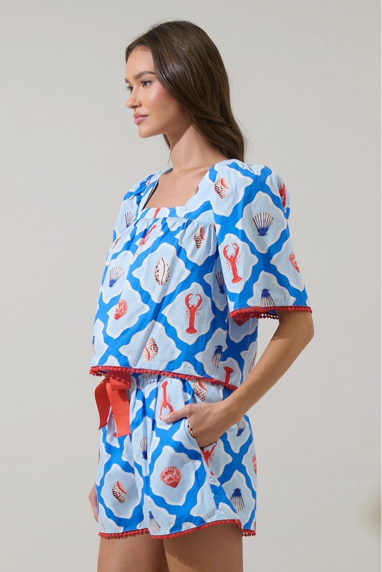 Lobster Bay Bell Sleeve Blouse from Southern Sunday Boutique in Naples, FL