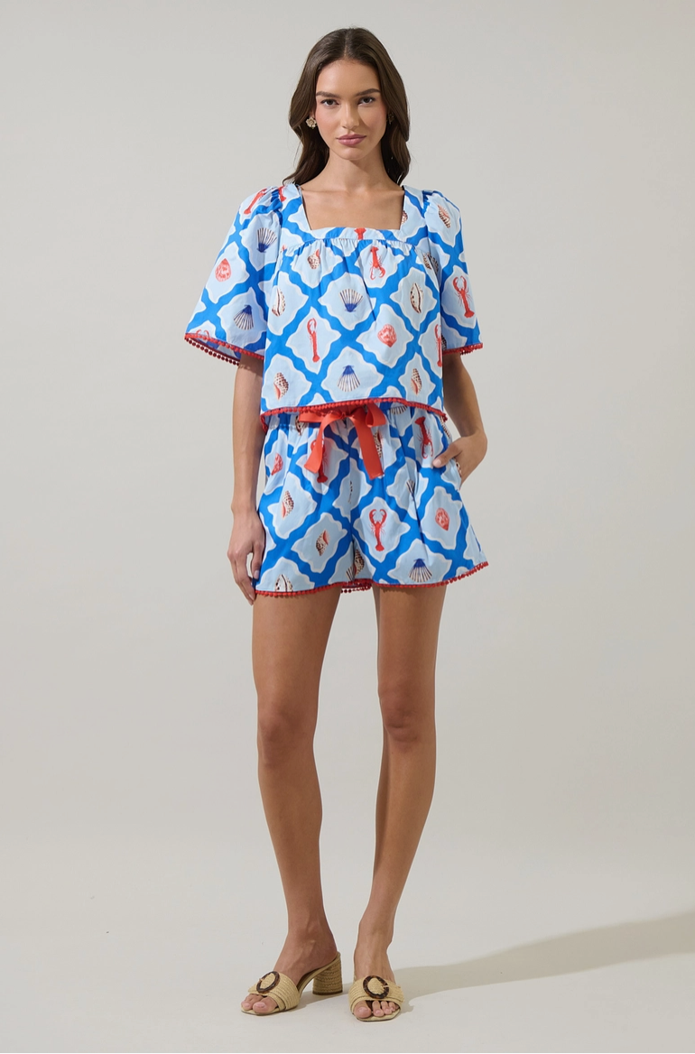 Lobster Bay Bell Sleeve Blouse from Southern Sunday Boutique in Naples, FL