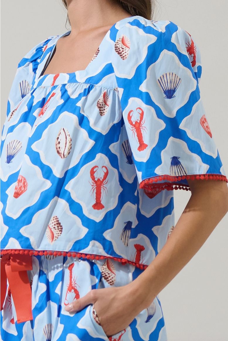 Lobster Bay Bell Sleeve Blouse from Southern Sunday Boutique in Naples, FL