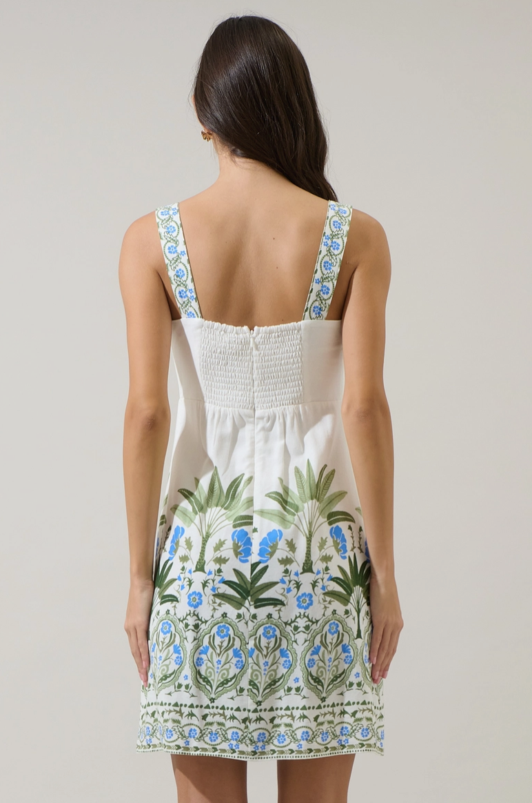 White Tropical Floral Mini Dress from Southern Sunday Boutique in Naples, FL