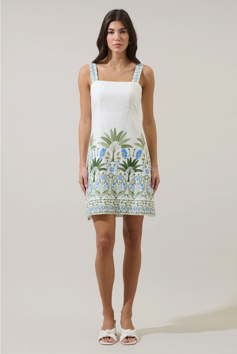 White Tropical Floral Mini Dress from Southern Sunday Boutique in Naples, FL
