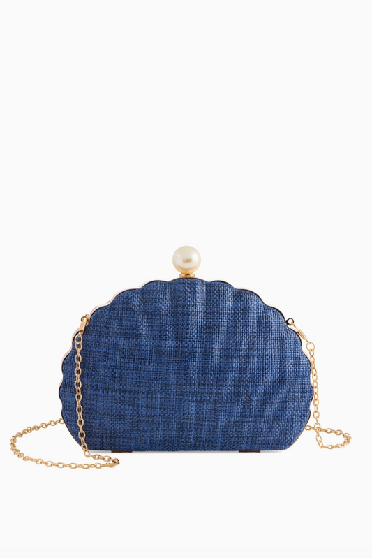 Navy Ariel Clamshell Clutch from Southern Sunday Boutique in Naples, FL