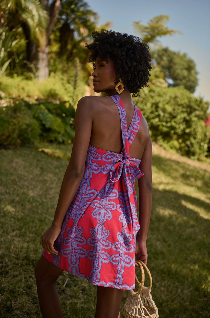 Red & Blue Halter Mini Dress from Southern Sunday Boutique in Naples, FL.