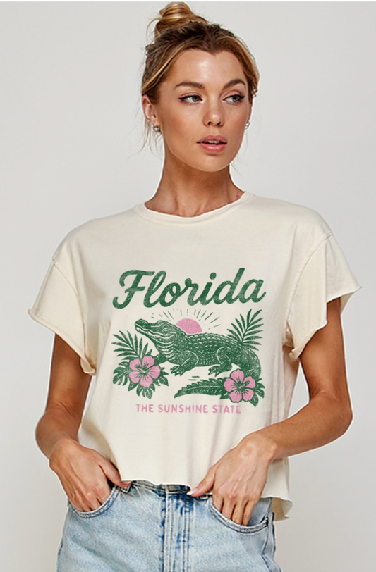 Florida Graphic Cropped T Shirt from Southern Sunday Boutique in Naples, FL
