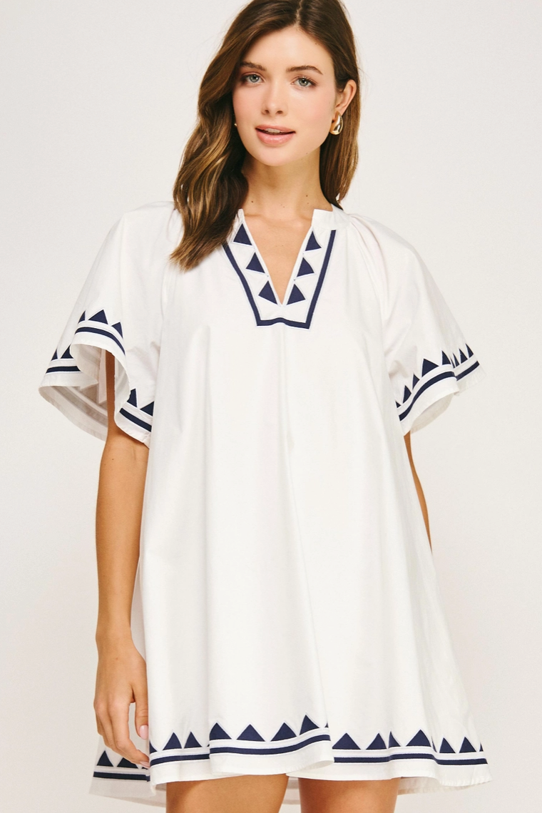 White Embroidered Tunic Mini Dress from Southern Sunday in Naples, FL