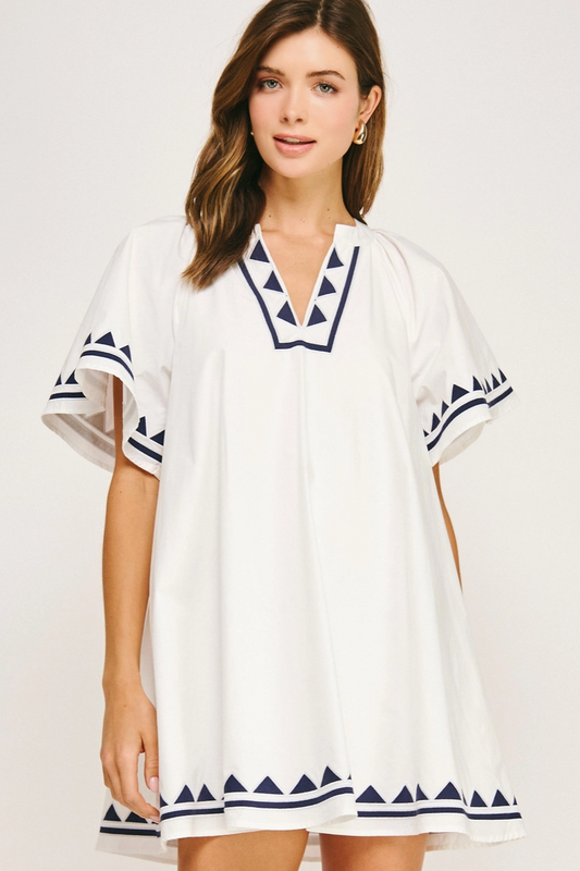 White Embroidered Tunic Mini Dress from Southern Sunday in Naples, FL