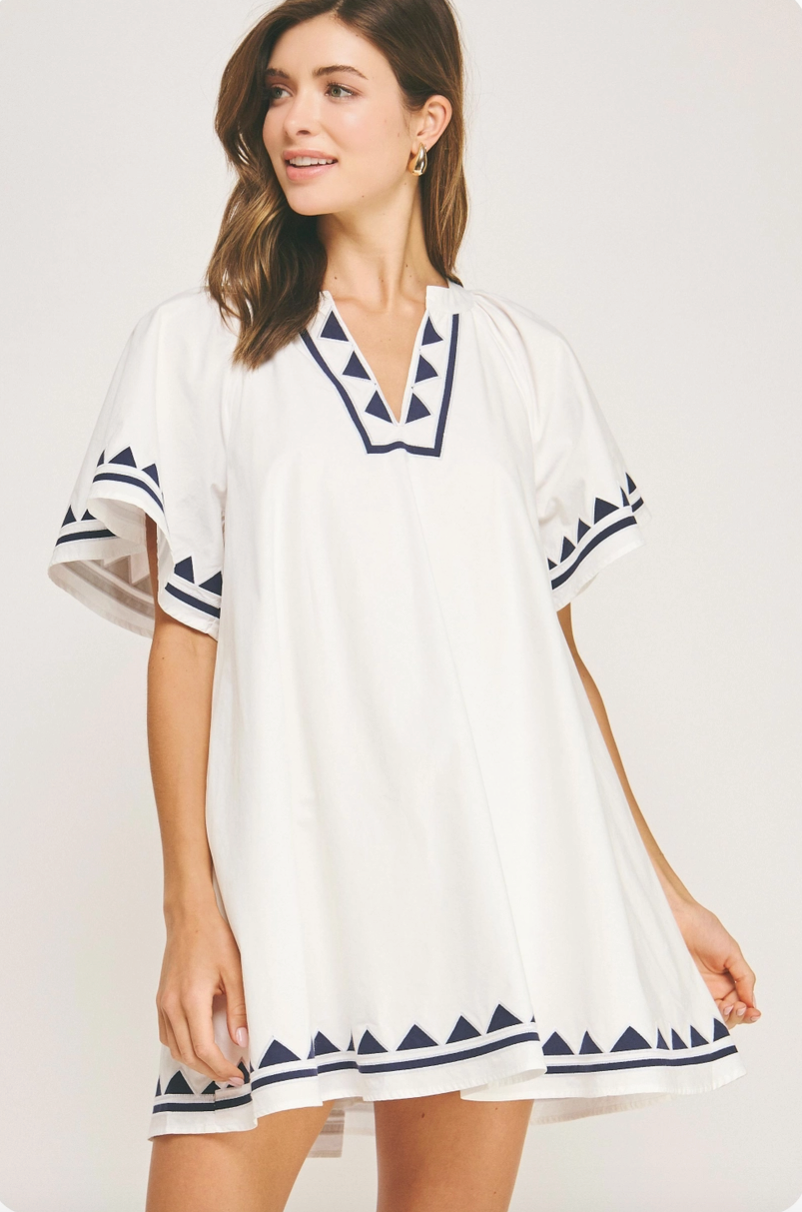 White Embroidered Tunic Mini Dress from Southern Sunday in Naples, FL