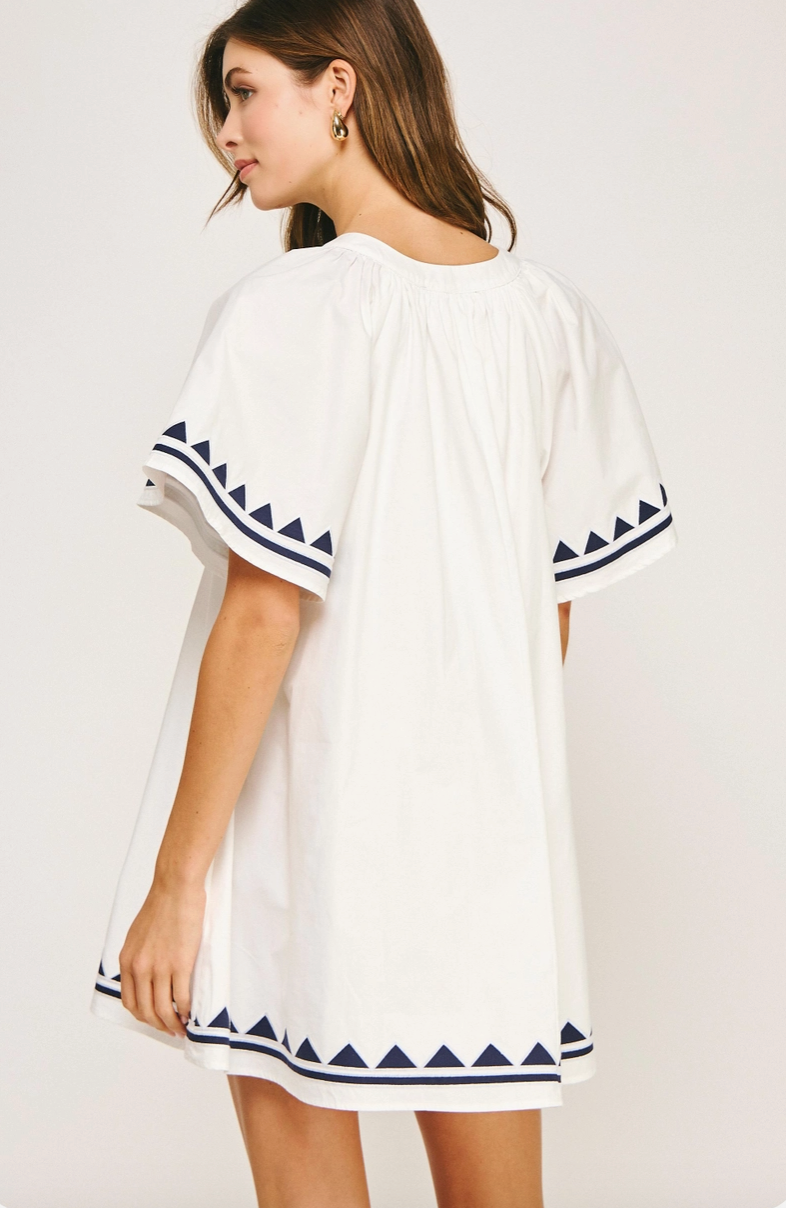 White Embroidered Tunic Mini Dress from Southern Sunday in Naples, FL